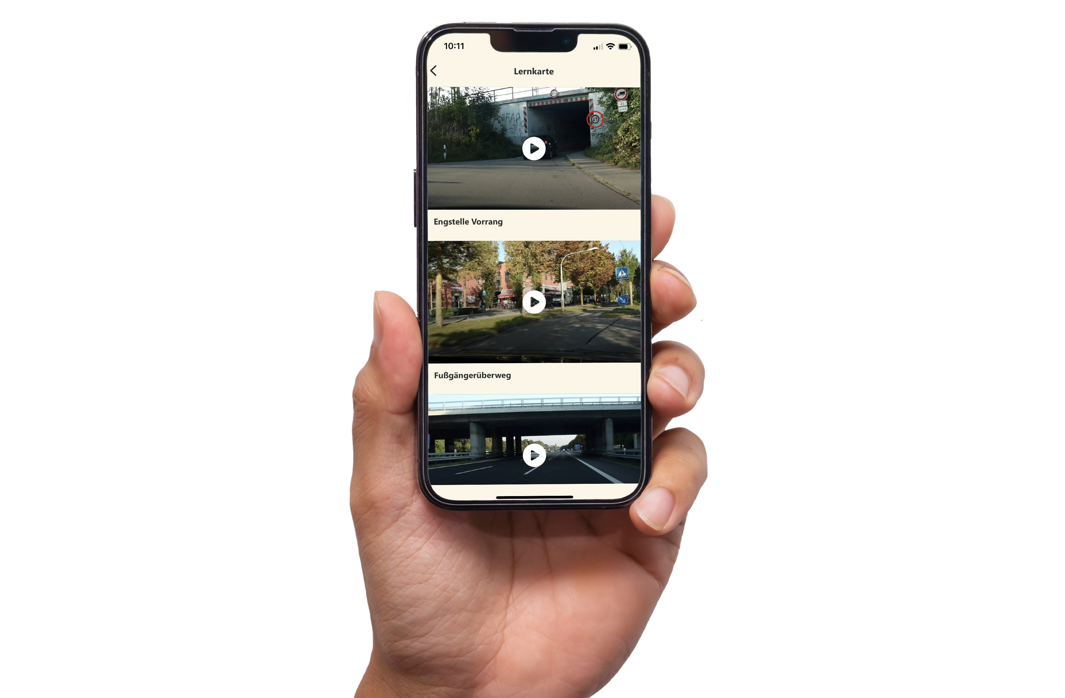 Smartphone mit Drivers Cam App in Hand